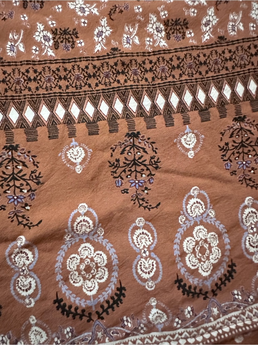 Boho Floral Smocked Maxi Dress XL Off Shoulder Puff Sleeve Peasant Cottagecore - Picture 8 of 8
